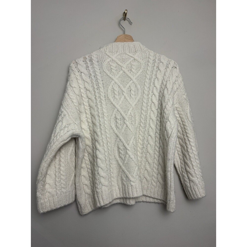 Ann Mashburn Womens Sweater Size Mredium Mock Neck Cream Wool Baby Alpaca - Picture 2 of 4
